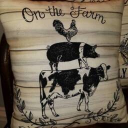 Farmhouse Pillow Decorative Rustic Decor Primitive Muslin Porch Throw Farm Fresh Home Grown Rooster Barn Windmill Cow Truck Dec - thumbnail 2