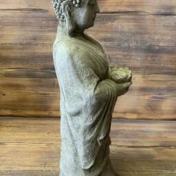 Stone Garden Large Lotus Praying Buddha T-Light Flower Gift Statue Ornament - thumbnail 3
