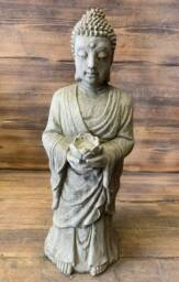 Stone Garden Large Lotus Praying Buddha T-Light Flower Gift Statue Ornament - thumbnail 1