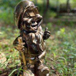 Handmade Dwarf Garden Sculpture Gold Striped Accent - thumbnail 2