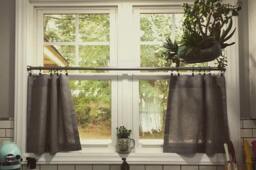 Custom Linen Caf?? Curtains - Farmhouse Window Curtain Half Privacy Scandi Kitchen Natural Panel - thumbnail 1