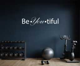 Inspirational Wall Decal, Be You Tiful, Beautiful Gym Office Kids Room Decor, Bathroom Sign - thumbnail 1