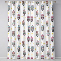 Cute Nutcracker Soldiers Light Grey Background Seamless Pattern Readymade Eyelet Ring Top Thermal 100% Blackout Curtains - thumbnail 2