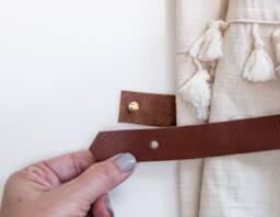 Leather Curtain Tieback Holdback Gold Modern Window Treatments 3rd Anniversary Gift Rustic Decor Boho Living Room Loop