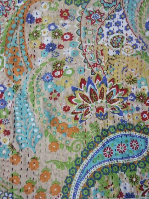 Beige Colour 16x16 Kantha Cotton Pillowcases Floral Pillow Cover Living Rooms Cushion Cover Paisley Print Decorative Indian Covers - image 1