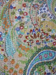 Beige Colour 16x16 Kantha Cotton Pillowcases Floral Pillow Cover Living Rooms Cushion Cover Paisley Print Decorative Indian Covers