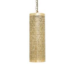 Handmade Moroccan Brass Pendant Light Engraved Cylinder Lamp - thumbnail 3