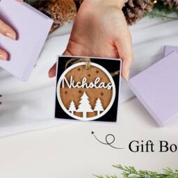 Personalised Birch Plywood Christmas Ornament, Custom Name Bauble - thumbnail 4