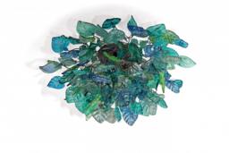Blue Ceiling Flush Mount Lighting With Sea Color Flowers & Leaves For Dining Room , Living Room Bedroom