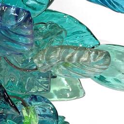 Blue Ceiling Flush Mount Lighting With Sea Color Flowers & Leaves For Dining Room , Living Room Bedroom - thumbnail 2