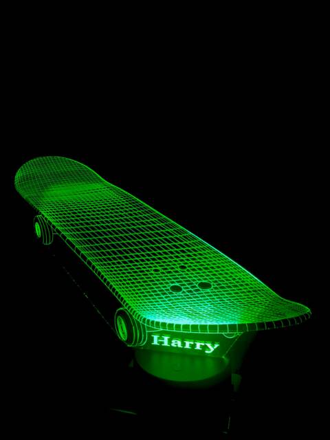Skateboard 3D Smart App Control Night Light Bluetooth, Music, 7&16M Colour Mobile App , Gift Led Lamp - image 1