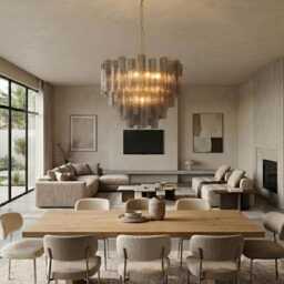 Italian Chandelier Tronchi ??80 cm - Gray Murano Glass Hand-Blown, Design Lighting - thumbnail 2