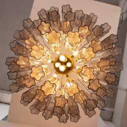 Italian Chandelier Tronchi ??80 cm - Gray Murano Glass Hand-Blown, Design Lighting - thumbnail 4