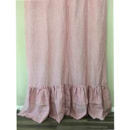 Red & White Striped Shower Curtain With 2-Tiered Mermaid Long Ruffles, Eye Feast, 72x72, 72x85, 72x94, Or Custom Size, Extra - thumbnail 3