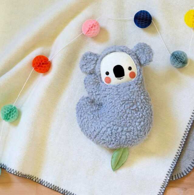 Koala Music Box Baby Handmade, Custom Melody, Hand-Embroidered, Cotton Plush Light Grey, Gift Birth Baptism, Personalized, Washable - image 1