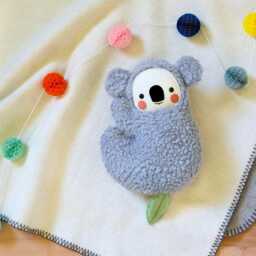 Koala Music Box Baby Handmade, Custom Melody, Hand-Embroidered, Cotton Plush Light Grey, Gift Birth Baptism, Personalized, Washable - thumbnail 1