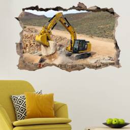 Excavator Road Works Wall Sticker Mural Poster Decal Room Office Nursery Decor Id643