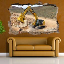 Excavator Road Works Wall Sticker Mural Poster Decal Room Office Nursery Decor Id643 - thumbnail 2
