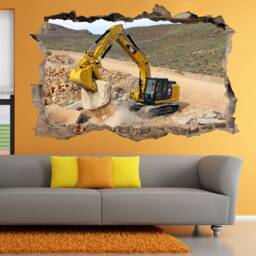Excavator Road Works Wall Sticker Mural Poster Decal Room Office Nursery Decor Id643 - thumbnail 3