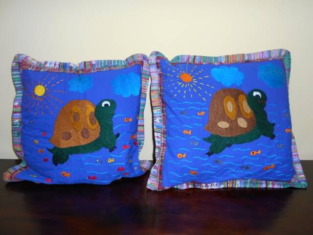Sc80 2 Guatemalan Huipil Pillow Covers From Chichicastenango, Quich?? - image 1