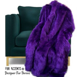 Luxury Faux Fur Throw Blanket, Deep Purple Shag, Minky Lining - thumbnail 2