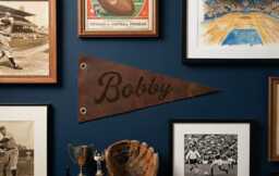 Custom Heritage Name Sign Leather Pennant Personalized Bold Vintage Kids & Nursery Wall Art