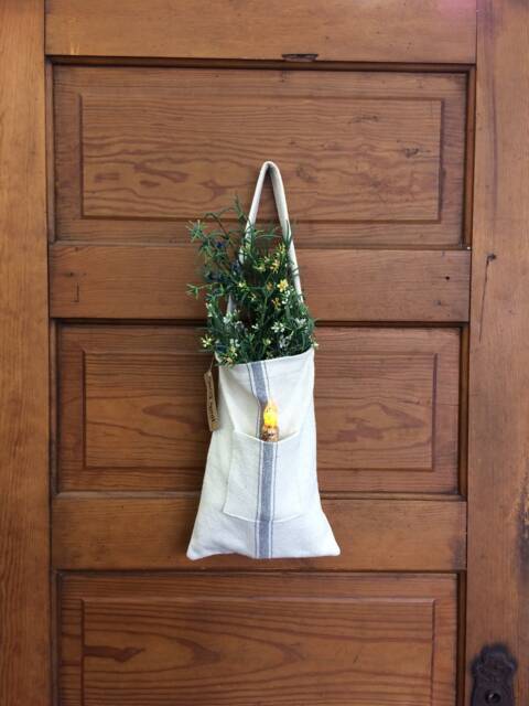 Grain Sack Candle Bag - Farmhouse Door Hanger Flour Optional B.o. Timer Tapered Available Flower Stem Not Included - image 1