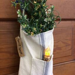 Grain Sack Candle Bag - Farmhouse Door Hanger Flour Optional B.o. Timer Tapered Available Flower Stem Not Included - thumbnail 3