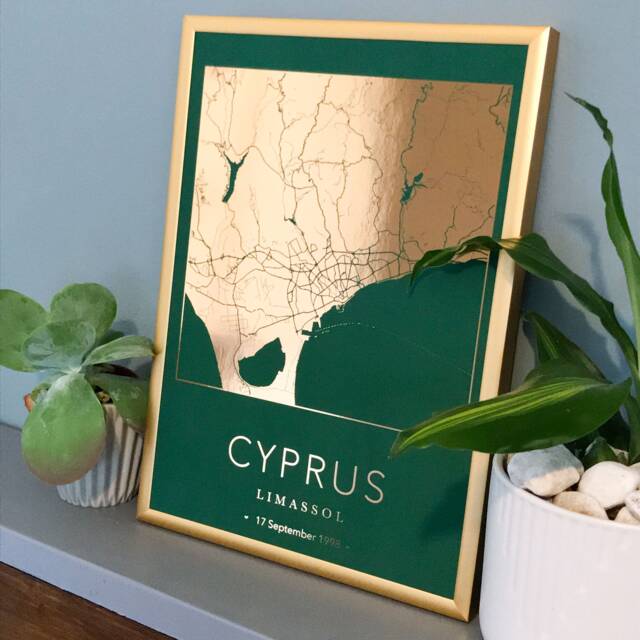 Personalised Foil City Map Print - Custom Location Metallic Art, Wall Decor, Travel & Memory Gift - image 1