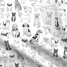 Dog Illustration Sheets - Black & White Dogs By Andrea_Lauren Puppy Great Dane Dalmatian Cotton Sateen Sheet Set Bedding Spoonflower - thumbnail 4