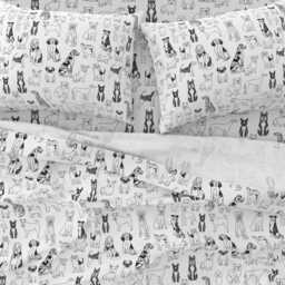 Dog Illustration Sheets - Black & White Dogs By Andrea_Lauren Puppy Great Dane Dalmatian Cotton Sateen Sheet Set Bedding Spoonflower - thumbnail 3