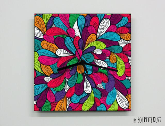 Colorful Flower Blooming Abstract Seamless Pattern Wall Clock - image 1
