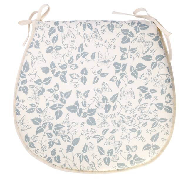 Butterfly Leaf D-Shape Chair Pads With Ties - Cotton Seat Cushions - Pair - image 1