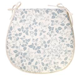 Butterfly Leaf D-Shape Chair Pads With Ties - Cotton Seat Cushions - Pair - thumbnail 1