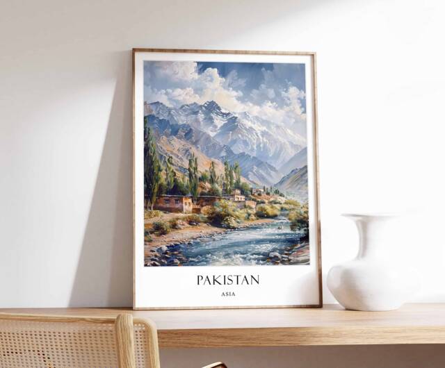 Pakistan Poster, Islamic Decor, Art, Middle Eastern Gift, Travel Muslim Arabic Decor - image 1