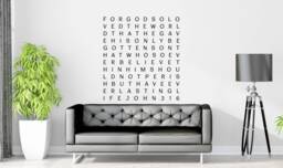 Vinyl Wall Decal - John 316 For God So Loved The World Word Art ~ Scriptio Scriptia Continua Continuous Script Words Without Spaces - thumbnail 1