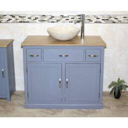 Bathroom Vanity Unit - Grey Cabinet Wash Stand & Stone Marble Basin 1161Gsbc