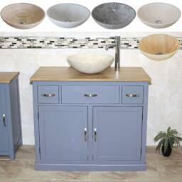 Bathroom Vanity Unit - Grey Cabinet Wash Stand & Stone Marble Basin 1161Gsbc - thumbnail 2