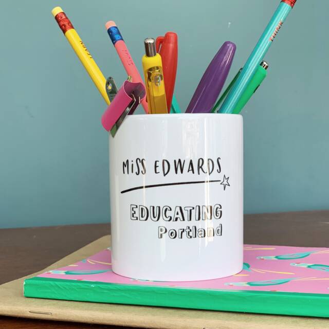Teachers Monochrome Educating...location Desk Tidy- Gift - Ceramic Pen Pot Tidy Marking Like A Boss Thank You Gift - image 1