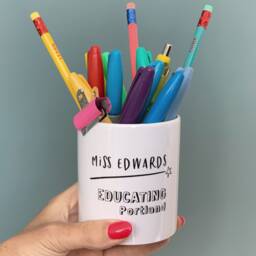 Teachers Monochrome Educating...location Desk Tidy- Gift - Ceramic Pen Pot Tidy Marking Like A Boss Thank You Gift - thumbnail 2