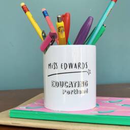 Teachers Monochrome Educating...location Desk Tidy- Gift - Ceramic Pen Pot Tidy Marking Like A Boss Thank You Gift - thumbnail 1