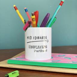 Teachers Monochrome Educating...location Desk Tidy- Gift - Ceramic Pen Pot Tidy Marking Like A Boss Thank You Gift - thumbnail 3