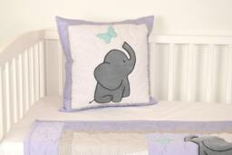 Elephant Pillow Decorative Kids Boy Nursery Decor, Teal Purple Gray - thumbnail 1