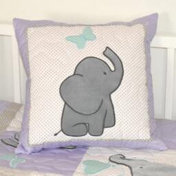 Elephant Pillow Decorative Kids Boy Nursery Decor, Teal Purple Gray - thumbnail 2