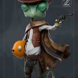 Chameleon Cowboy - Western Desert Lizard Gunslinger Sherrif Rango Resin Figure 16K - thumbnail 3