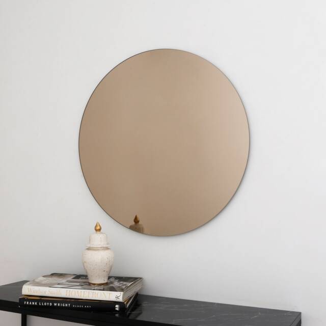 Bronze Tinted Contemporary Round Frameless Mirror - image 1