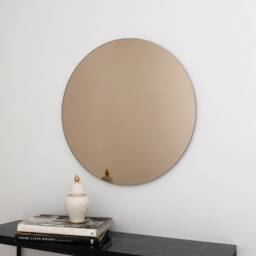 Bronze Tinted Contemporary Round Frameless Mirror