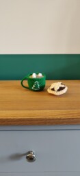 Crochet Mince Pie & Hot Chocolate Christmas Ornaments, Set Of Two