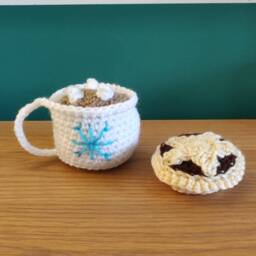 Crochet Mince Pie & Hot Chocolate Christmas Ornaments, Set Of Two - thumbnail 4