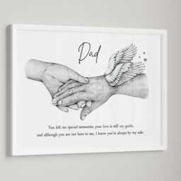 Personalised Memorial Dad Print - 2 Hands Only Unframed Bereavement Angel Present Gift Loss - thumbnail 2